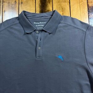 Tommy Bahama Men's Large Island Zone Supima Cotton Grey Short Sleeve Polo Beach